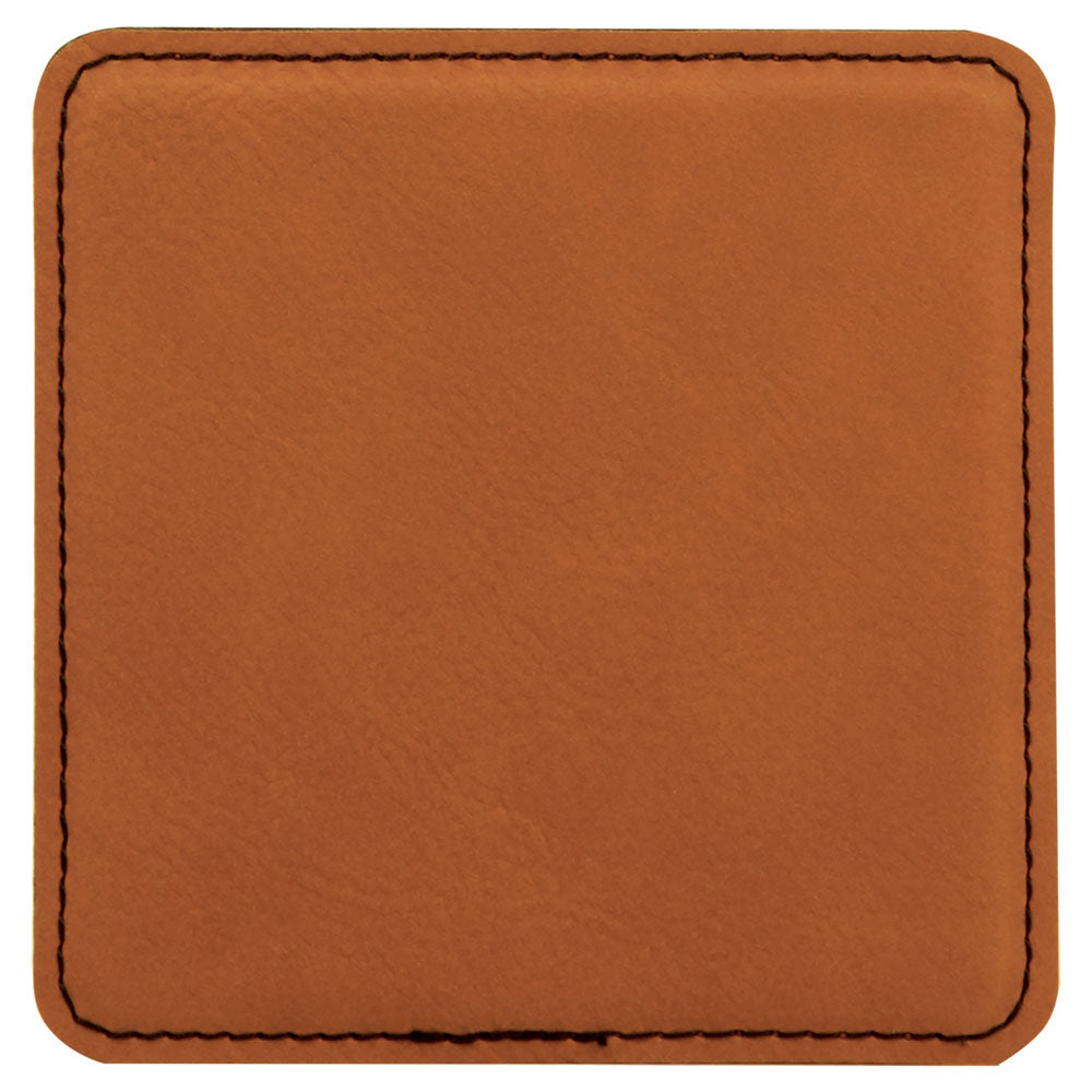 Personalized Laser Engraved 4" x 4" Square Rawhide  Leatherette Coaster