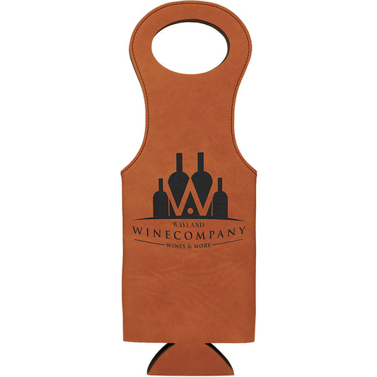 Personalized Laser Engraved Rawhide  Leatherette Wine Bag