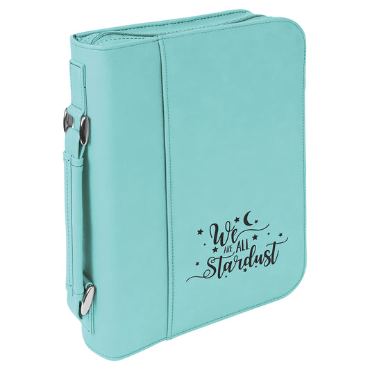  Personalized Laser Engraved 7 1/2" x 10 3/4" Teal Leatherette Book/Bible Cover with Handle & Zipper