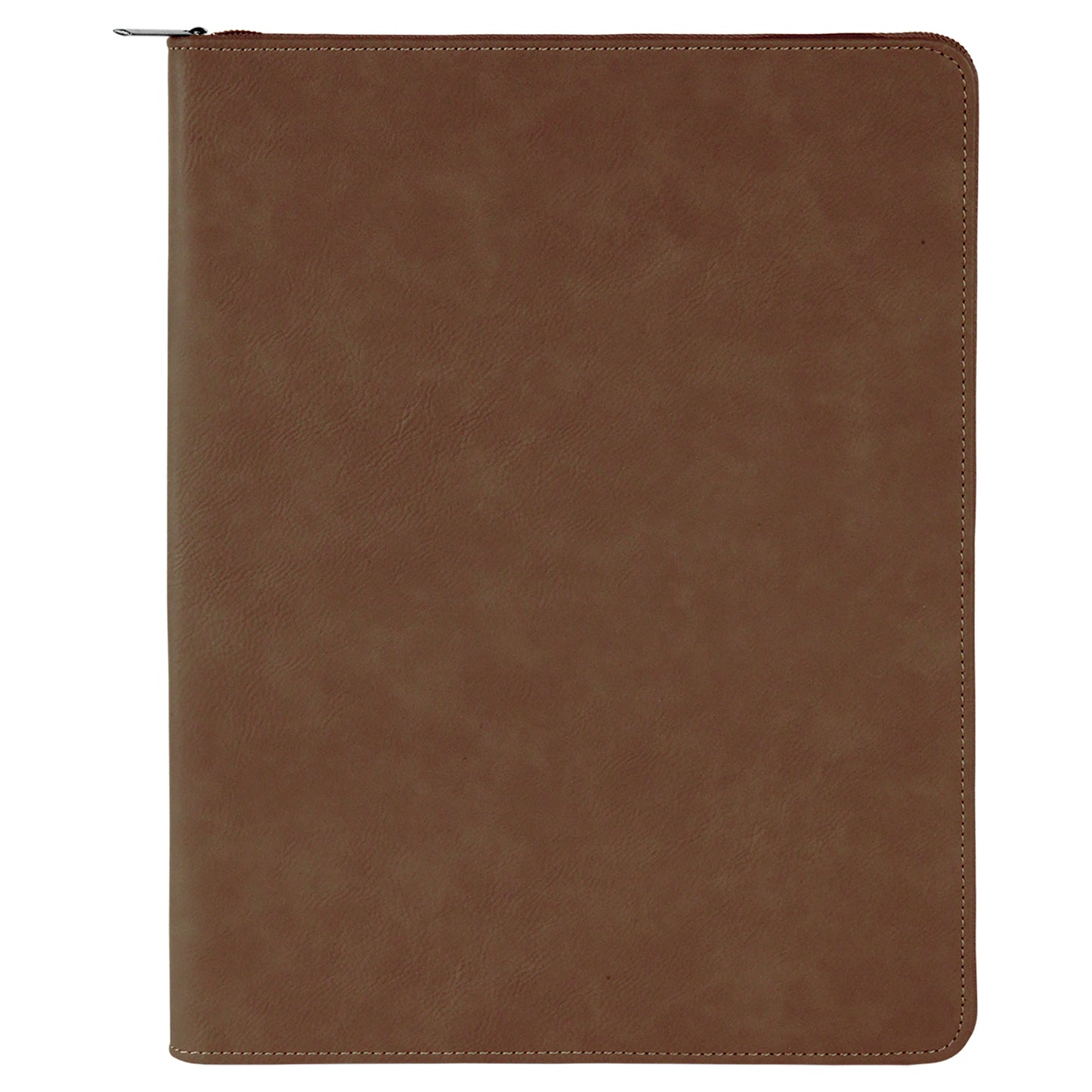 Personalized Laser Engraved 9 1/2" x 12" Dark Brown with Zipper  Leatherette Portfolio with Notepad