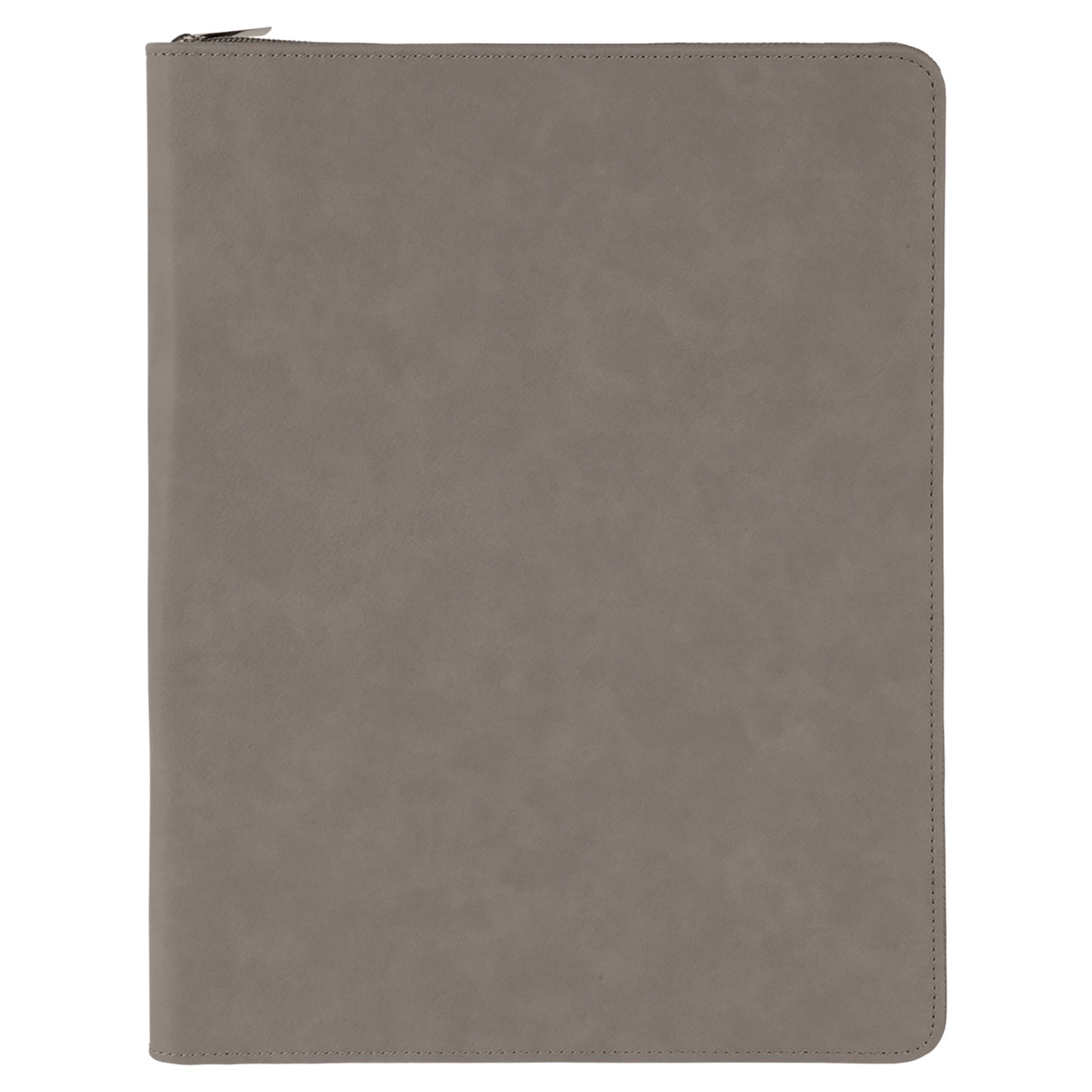 Personalized Laser Engraved 9 1/2" x 12" Gray with Zipper  Leatherette Portfolio with Notepad