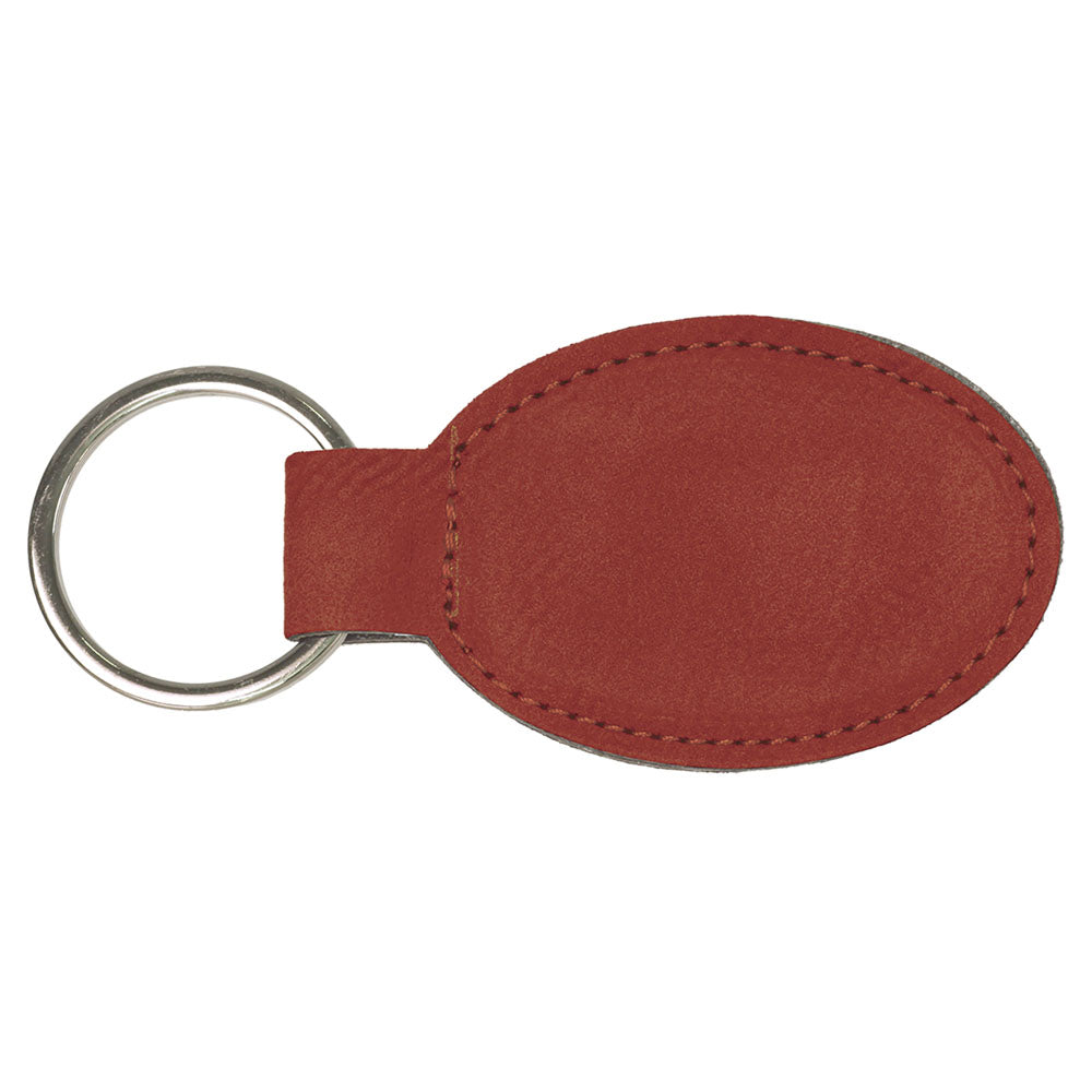 Personalized Laser Engraved 3" x 1 3/4" Rose  Leatherette Oval Keychain