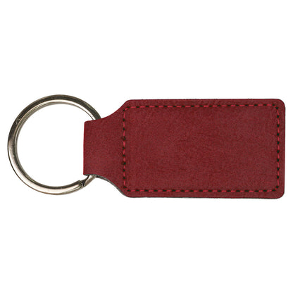 Personalized Laser Engraved 2 3/4" x 1 1/4" Pink  Leatherette Rectangle Keychain