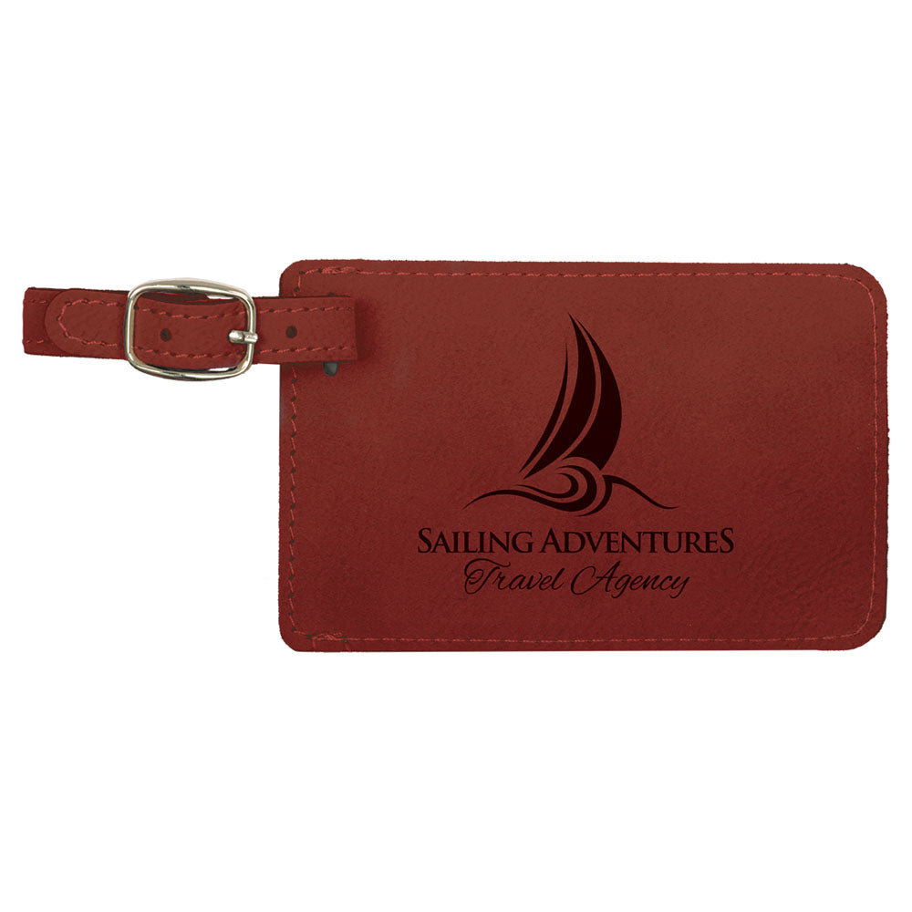 Personalized Laser Engraved 4 1/4" x 2 3/4" Rose  Leatherette Luggage Tag