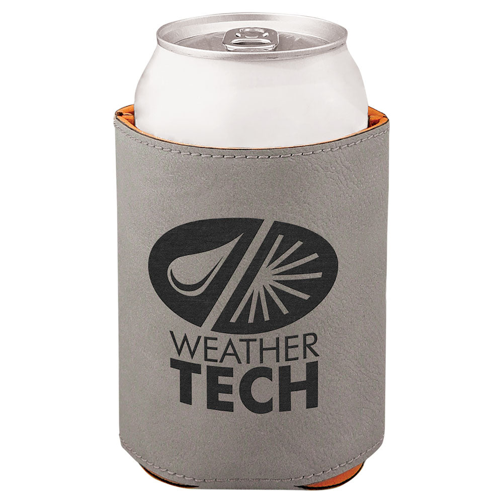 Personalized Laser Engraved 3 3/4" Gray  Leatherette Beverage Holder