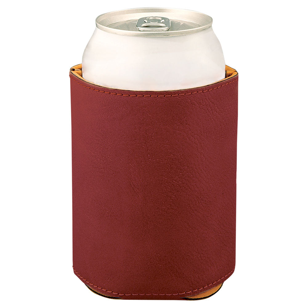 Personalized Laser Engraved 3 3/4" Rose  Leatherette Beverage Holder