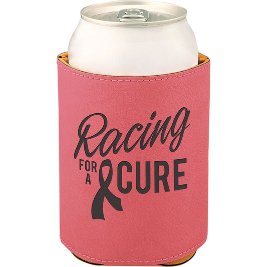 Personalized Laser Engraved 3 3/4" Pink  Leatherette Beverage Holder