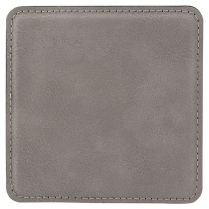 Personalized Laser Engraved 4" x 4" Square Gray  Leatherette Coaster