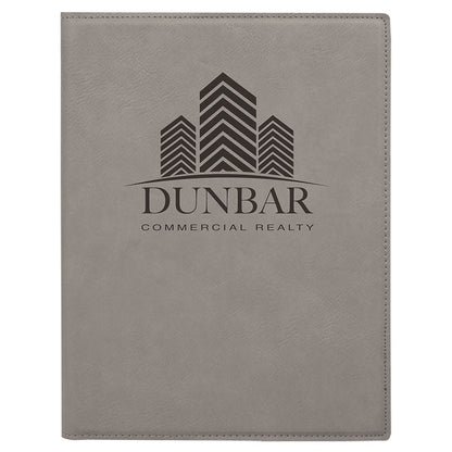 Personalized Laser Engraved 7" x 9" Gray  Leatherette Small Portfolio with Notepad