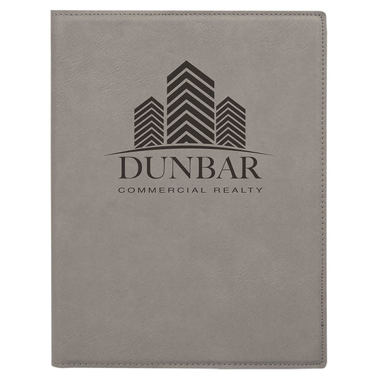 Personalized Laser Engraved 7" x 9" Gray  Leatherette Small Portfolio with Notepad