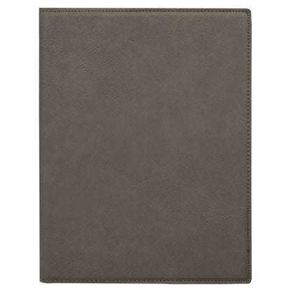 Personalized Laser Engraved 7" x 9" Gray  Leatherette Small Portfolio with Notepad