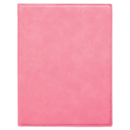 Personalized Laser Engraved 7" x 9" Pink  Leatherette Small Portfolio with Notepad