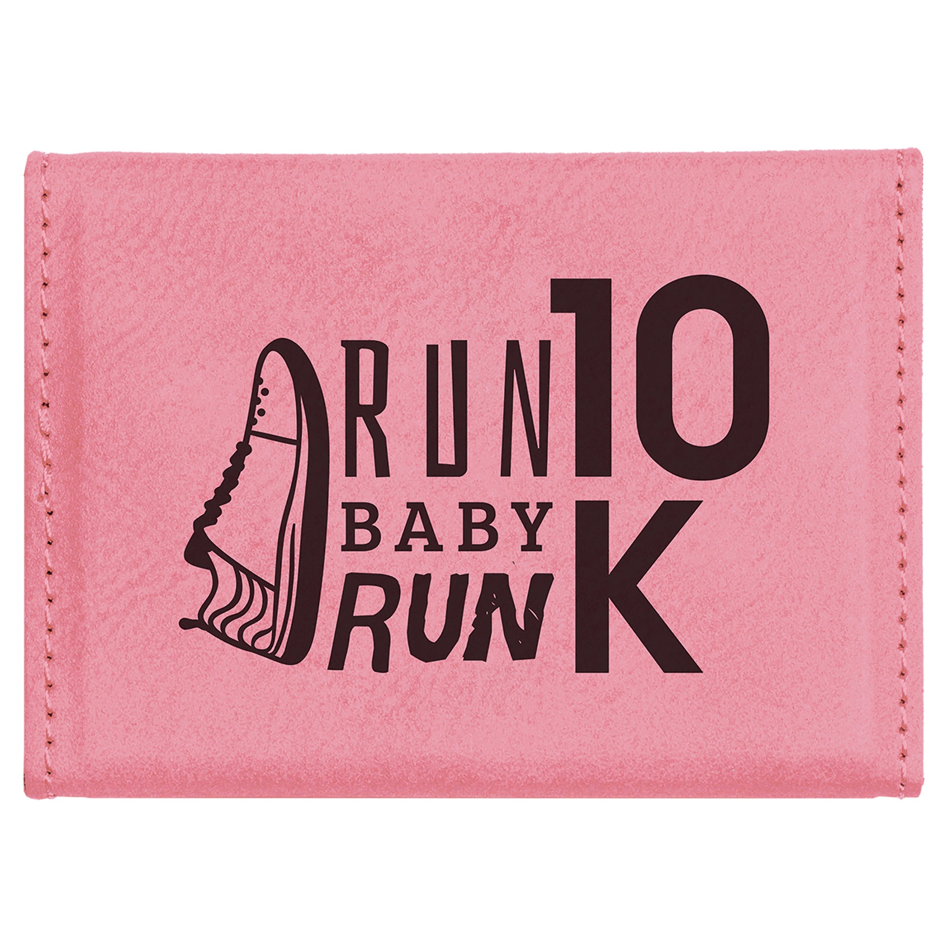  Personalized Laser Engraved 3 3/4" x 2 3/4" Pink Leatherette Hard Business Card Holder