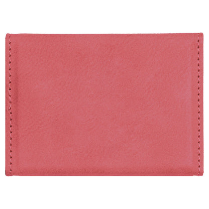 Personalized Laser Engraved 3 3/4" x 2 3/4" Pink  Leatherette Hard Business Card Holder