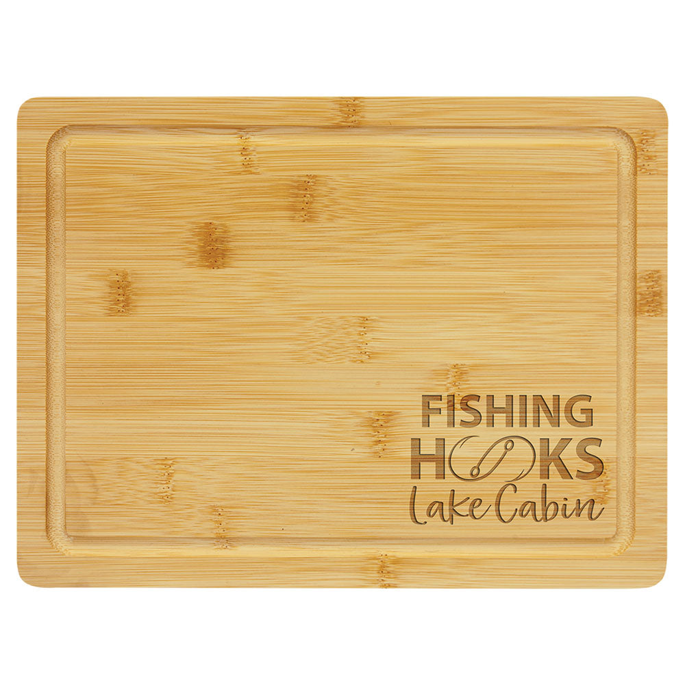 Personalized Laser Engraved 11 1/2" x 8 3/4" Bamboo Cutting Board with Drip Ring