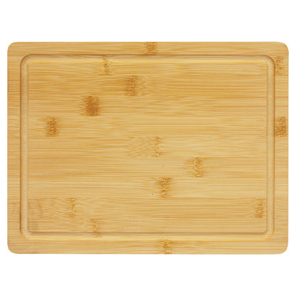 Personalized Laser Engraved 11 1/2" x 8 3/4" Bamboo Cutting Board with Drip Ring