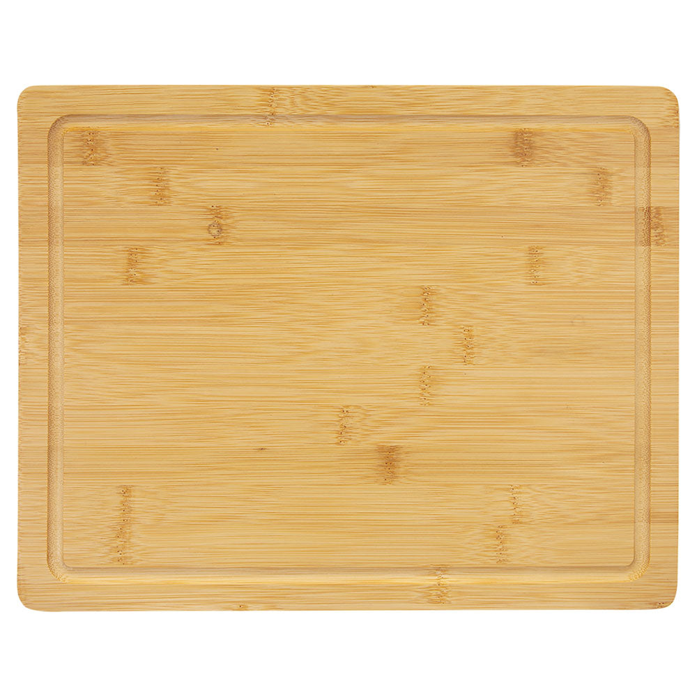 Personalized Laser Engraved 11 1/2" x 8 3/4" Bamboo Cutting Board with Drip Ring