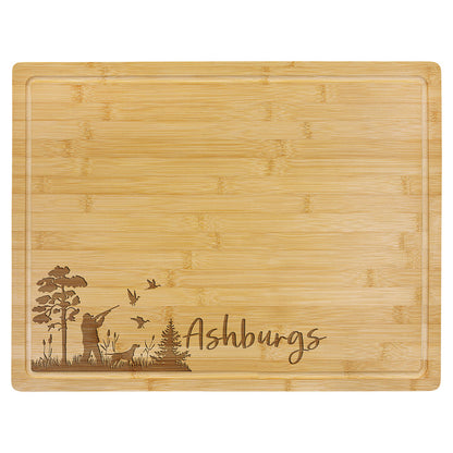 Personalized Laser Engraved 11 1/2" x 8 3/4" Bamboo Cutting Board with Drip Ring