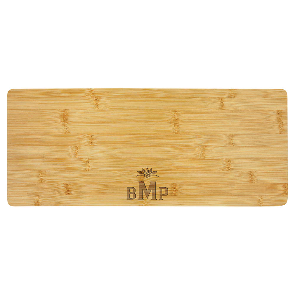 Personalized Laser Engraved 23 3/4" x 12" Bamboo Cutting Board with Drip Ring