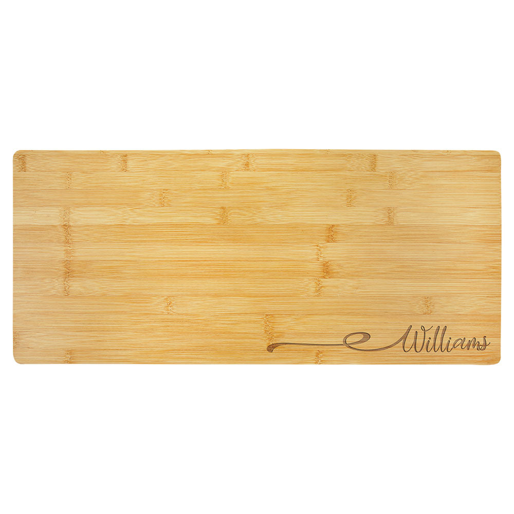 Personalized Laser Engraved 23 3/4" x 12" Bamboo Cutting Board with Drip Ring