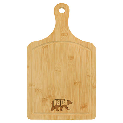 Personalized Laser Engraved 15 1/2" x 9" Bamboo Cutting Board Paddle Shape with Drip Ring