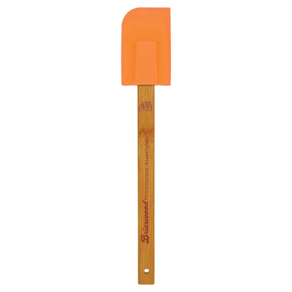 Personalized Laser Engraved 11 3/4" Orange Silicone Spatula with Bamboo Handle