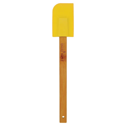 Personalized Laser Engraved 11 3/4" Yellow Silicone Spatula with Bamboo Handle