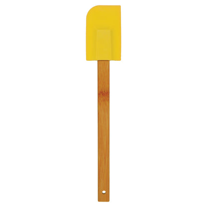 Personalized Laser Engraved 11 3/4" Yellow Silicone Spatula with Bamboo Handle