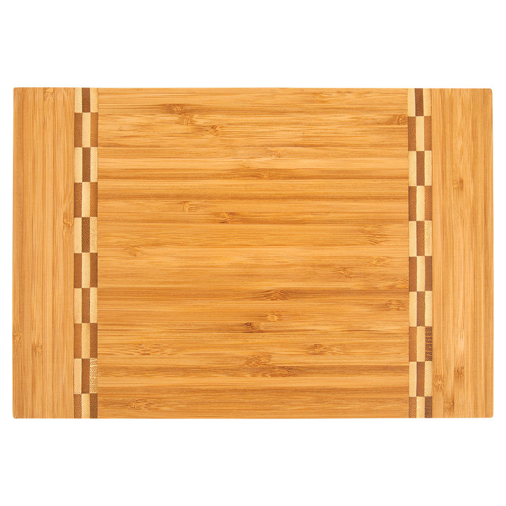 Personalized Laser Engraved 12" x 8 1/4" Bamboo Cutting Board with Butcher Block Inlay