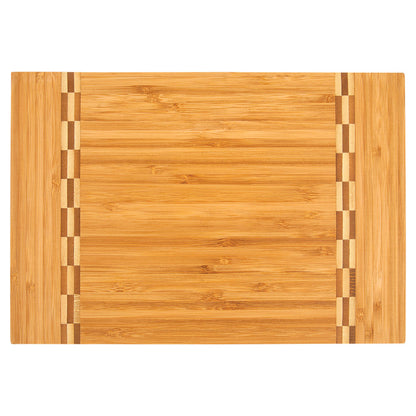 Personalized Laser Engraved 12" x 8 1/4" Bamboo Cutting Board with Butcher Block Inlay