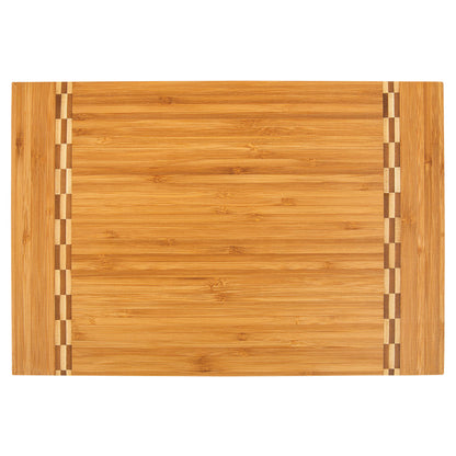 Personalized Laser Engraved 12" x 8 1/4" Bamboo Cutting Board with Butcher Block Inlay