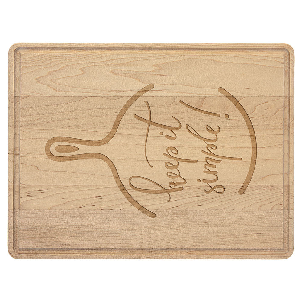 Personalized Laser Engraved 9" x 6" Maple Cutting Board with Drip Ring