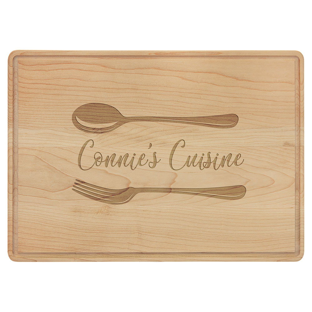 Personalized Laser Engraved 9" x 6" Maple Cutting Board with Drip Ring