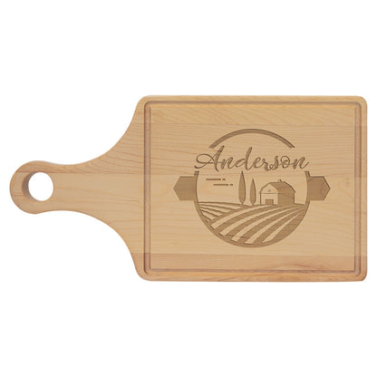 Personalized Laser Engraved 9" x 6" Maple Cutting Board with Drip Ring