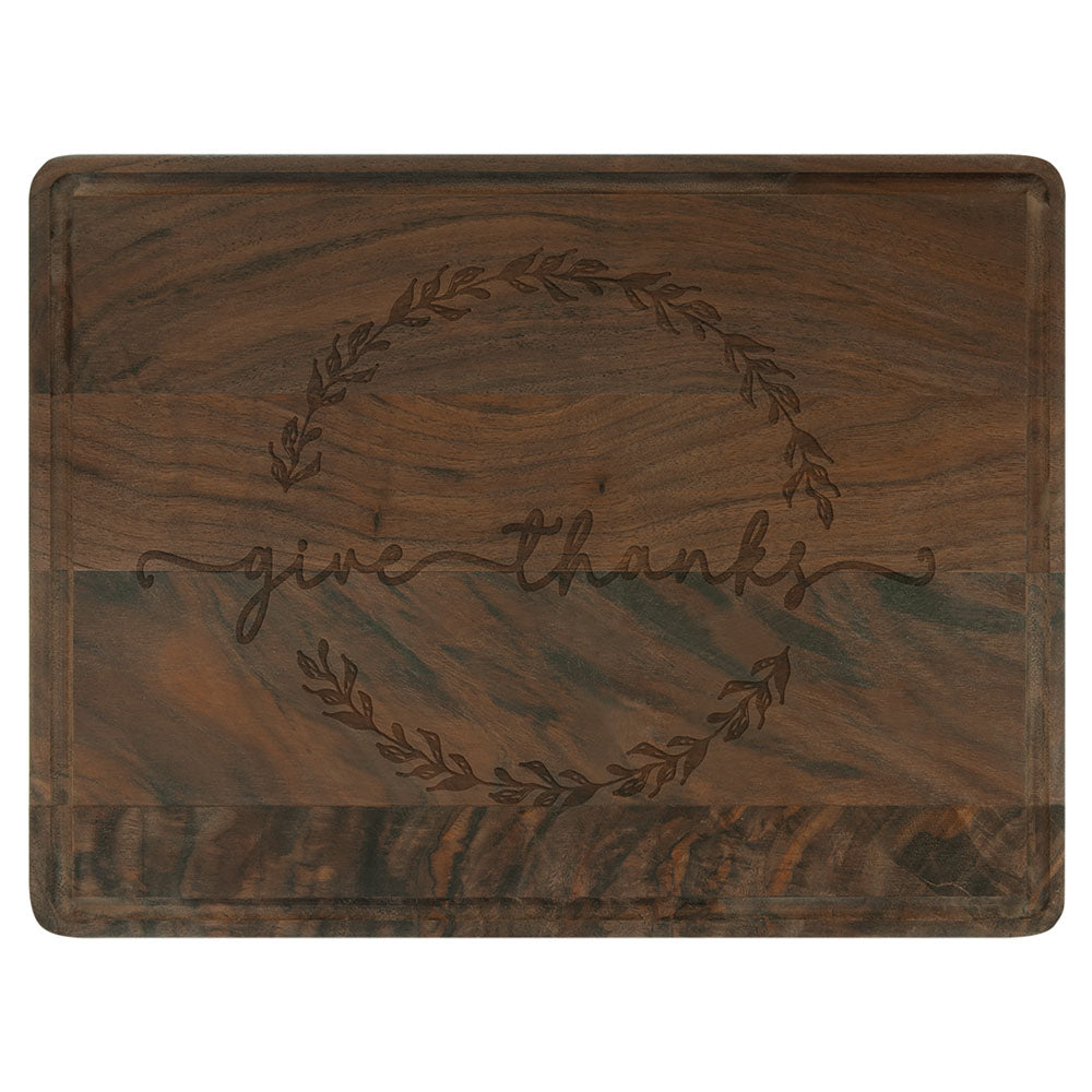 Personalized Laser Engraved 11 1/2" x 8 3/4" Walnut Cutting Board with Drip Ring