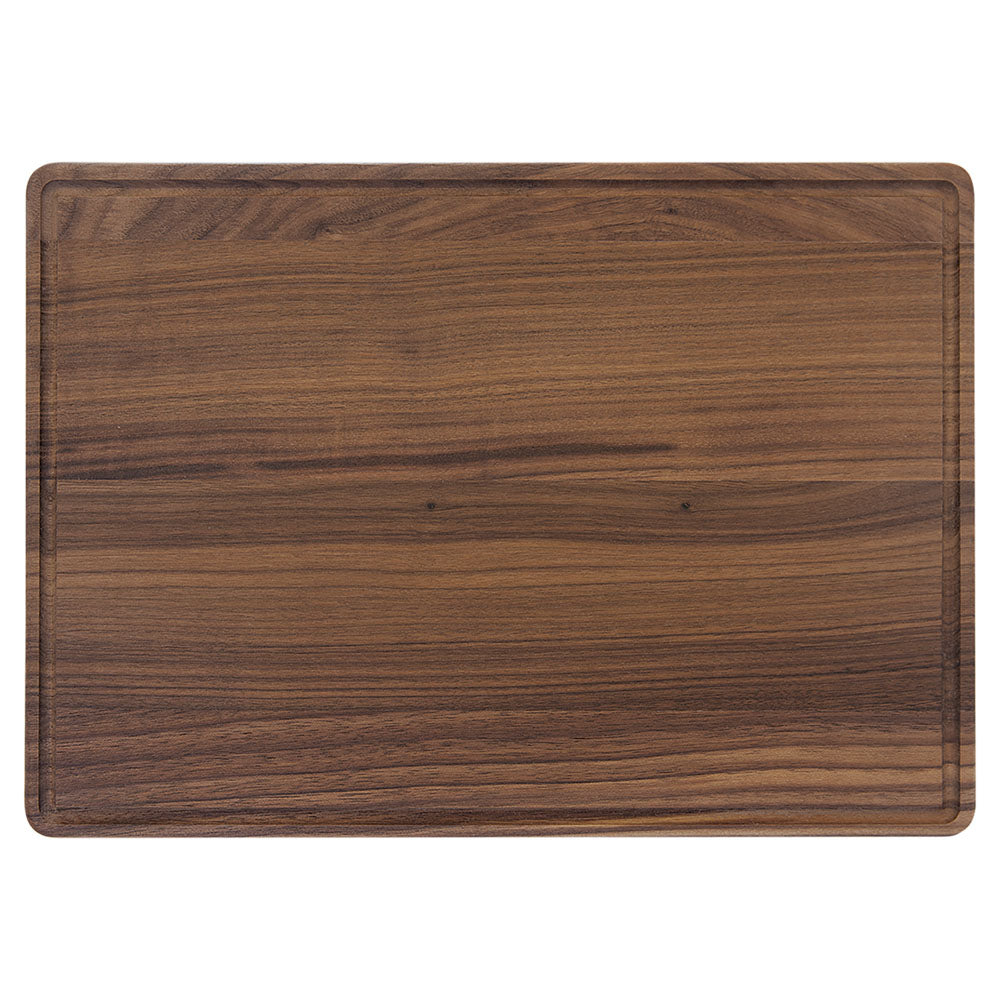 Personalized Laser Engraved 13 3/4" x 9 3/4" Walnut Cutting Board with Drip Ring