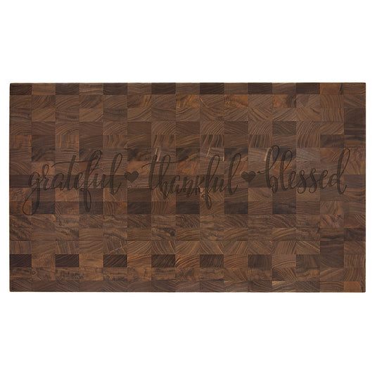 Personalized Laser Engraved 22" x 13" x 1 3/8" Walnut Butcherblock Cutting Board