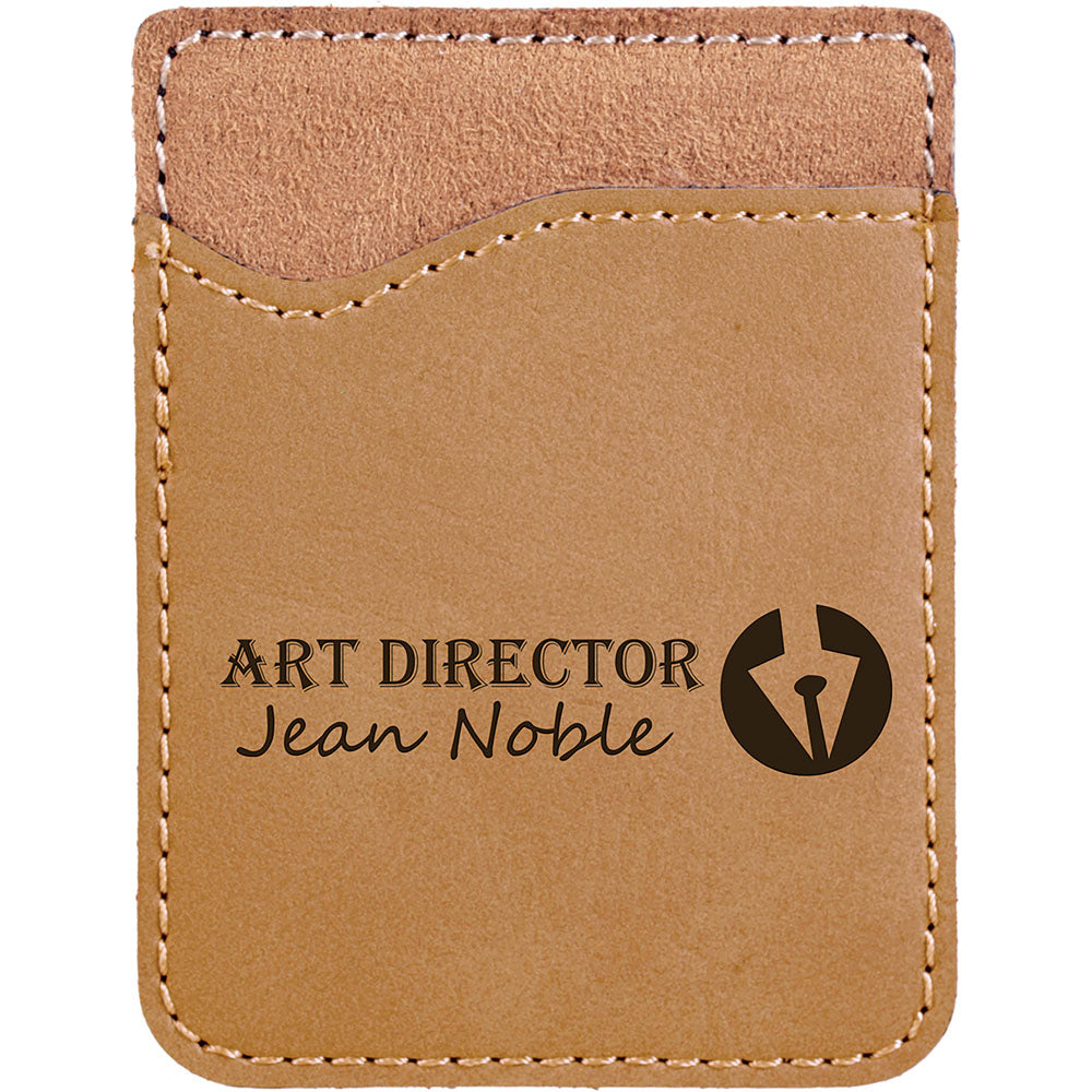 Personalized Laser Engraved Light Brown  Leatherette Phone Wallet