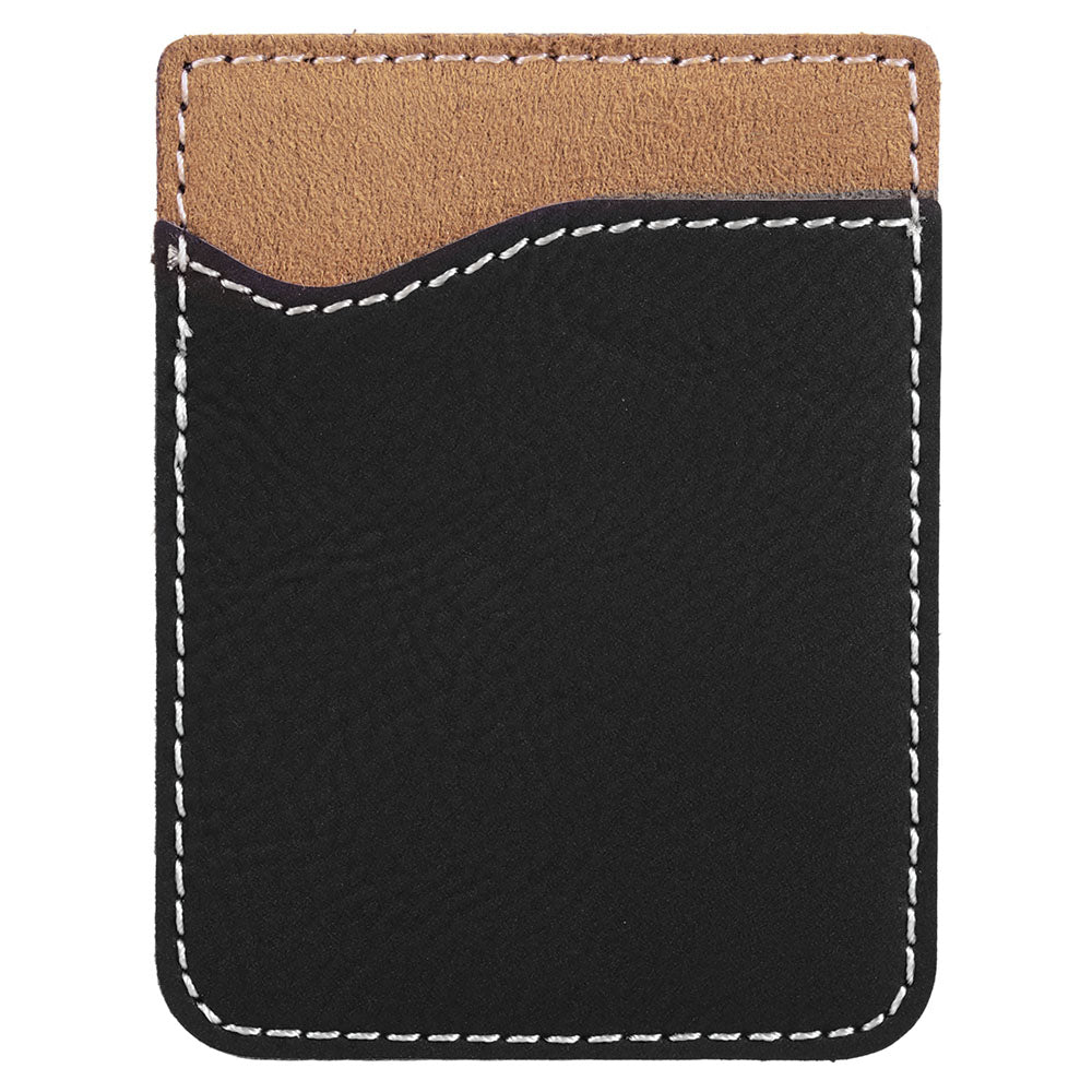 Personalized Laser Engraved Black/Gold  Leatherette Phone Wallet