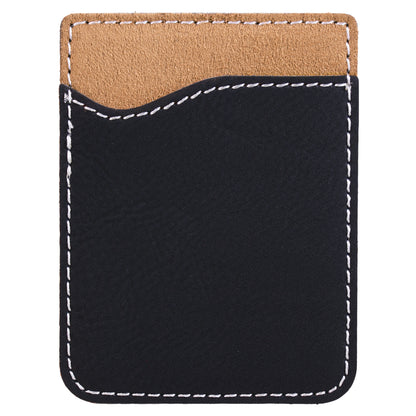 Personalized Laser Engraved Black/Silver  Leatherette Phone Wallet