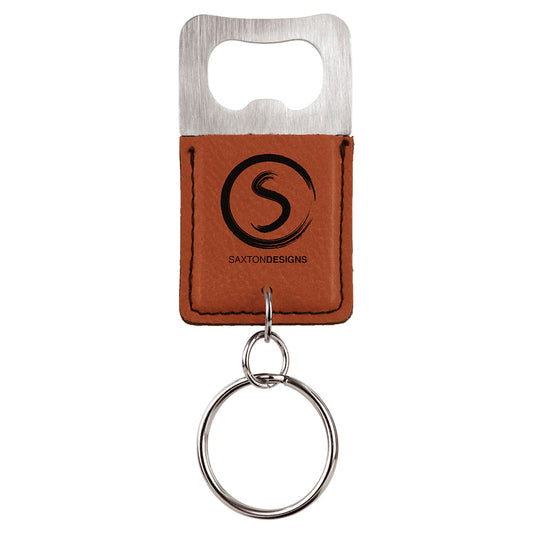  Personalized Laser Engraved Rectangle Rawhide Leatherette Bottle Opener Keychain