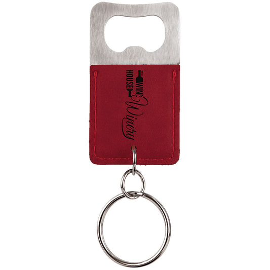 Personalized Laser Engraved Rectangle Rose  Leatherette Bottle Opener Keychain