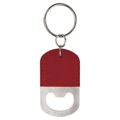 Personalized Laser Engraved Oval Rose  Leatherette Bottle Opener Keychain