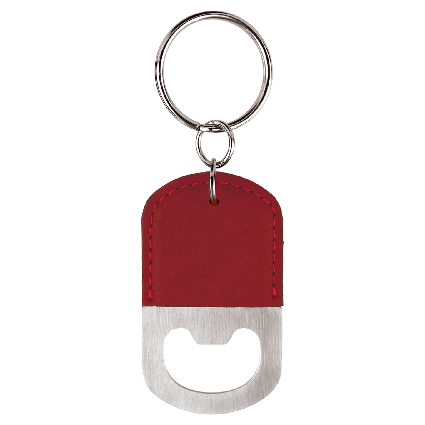 Personalized Laser Engraved Oval Rose Leatherette Bottle Opener Keychain