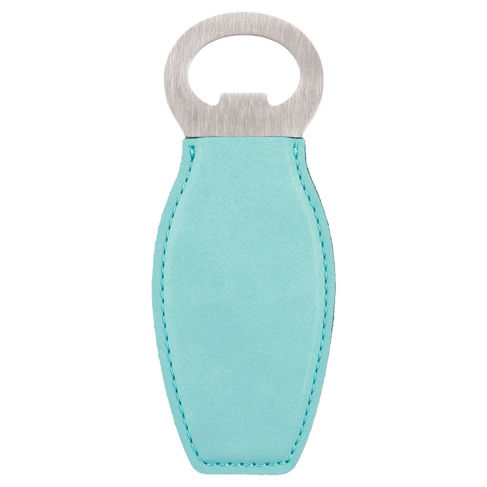 Personalized Laser Engraved Teal  Leatherette Bottle Opener with Magnet