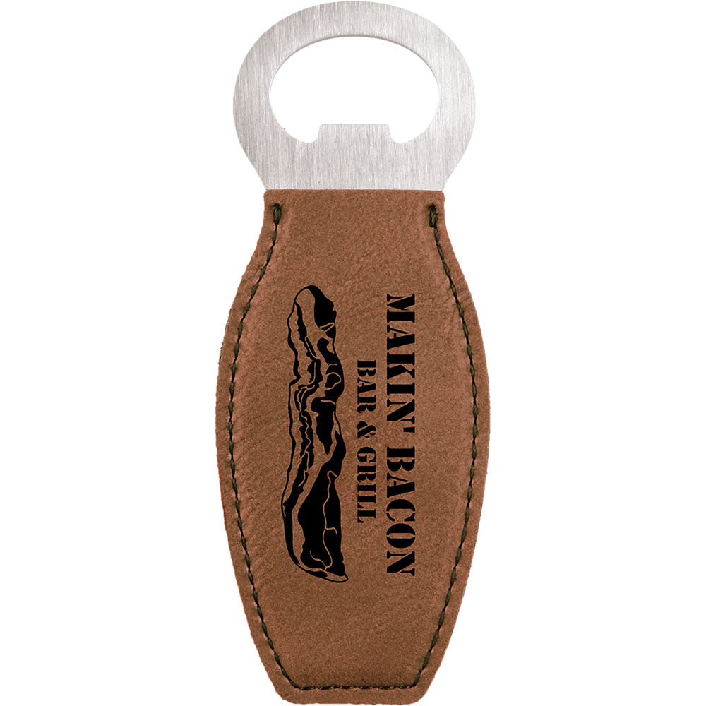 Personalized Laser Engraved Dark Brown  Leatherette Bottle Opener with Magnet