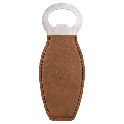 Personalized Laser Engraved Dark Brown Leatherette Bottle Opener with Magnet