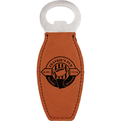 Personalized Laser Engraved Rawhide  Leatherette Bottle Opener with Magnet