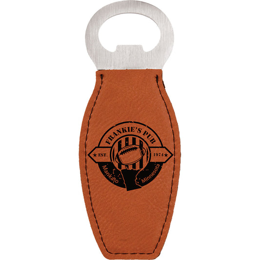 Personalized Laser Engraved Rawhide  Leatherette Bottle Opener with Magnet