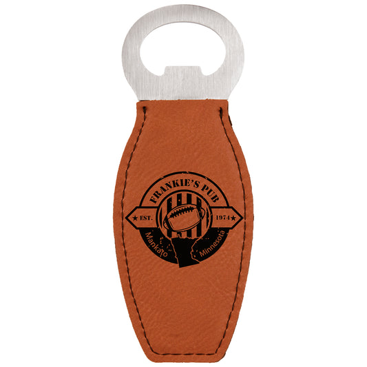  Personalized Laser Engraved Rawhide Leatherette Bottle Opener with Magnet